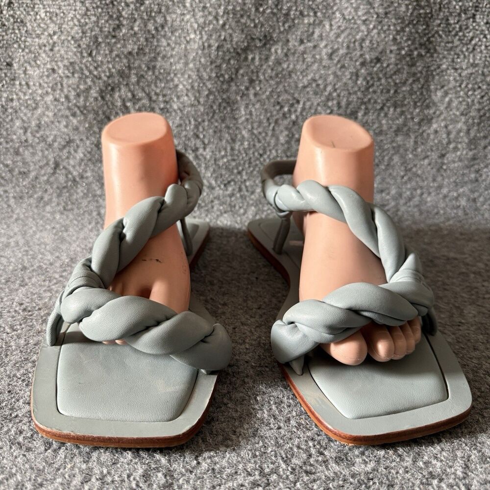Zara Braided Slide Sandals Green Faux Leather Slip-On Women’s US 10 EU 41 - Picture 2 of 9